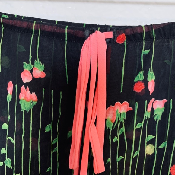 Josie Natori Two Piece Set Sheer Robe & Pant Small Floral Vintage Fairy Whimsy - Picture 8 of 12